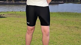 Monster man rod guy heads jogging and has a ginormous cumshot