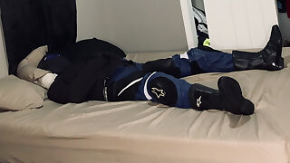 Biker in A Straight jacket and Corded