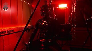 Rubberdrone jerk off in crimson light