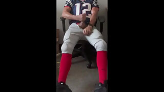 Jockdad87 Jerks and Blows a Flow in His Football Uniform
